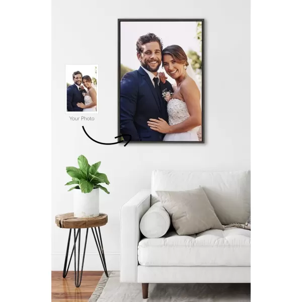 imageKate and Laurel Sylvie Custom Printed Framed Canvas Wall Art 14x265 Dark Gray Personal Canvas Print with Your Photos for Living Room Gallery Wall Decor  Printed and Hand Framed in the USADark Gray
