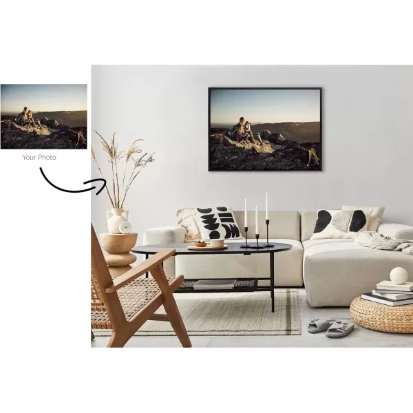 imageKate and Laurel Sylvie Custom Printed Framed Canvas Wall Art 14x265 Dark Gray Personal Canvas Print with Your Photos for Living Room Gallery Wall Decor  Printed and Hand Framed in the USABlack
