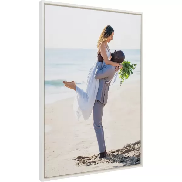 imageKate and Laurel Sylvie Custom Printed Framed Canvas Wall Art 14x265 Dark Gray Personal Canvas Print with Your Photos for Living Room Gallery Wall Decor  Printed and Hand Framed in the USAWhite