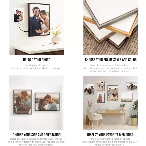 imageKate and Laurel Sylvie Custom Printed Framed Canvas Wall Art 14x265 Dark Gray Personal Canvas Print with Your Photos for Living Room Gallery Wall Decor  Printed and Hand Framed in the USABrown