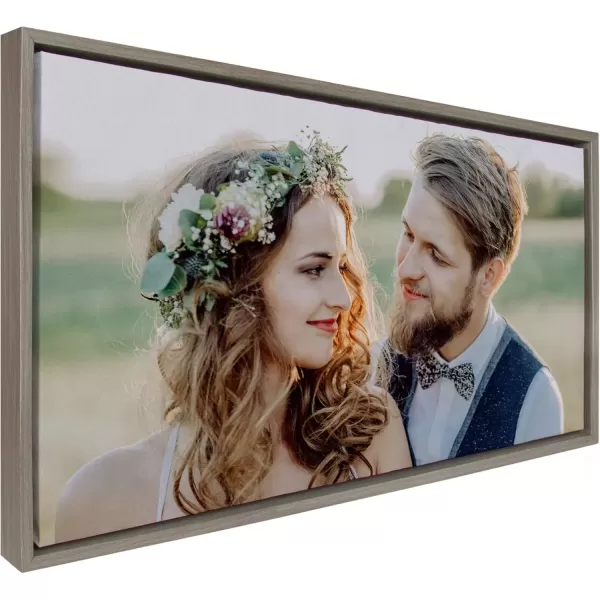 imageKate and Laurel Sylvie Custom Printed Framed Canvas Wall Art 14x265 Dark Gray Personal Canvas Print with Your Photos for Living Room Gallery Wall Decor  Printed and Hand Framed in the USAGray