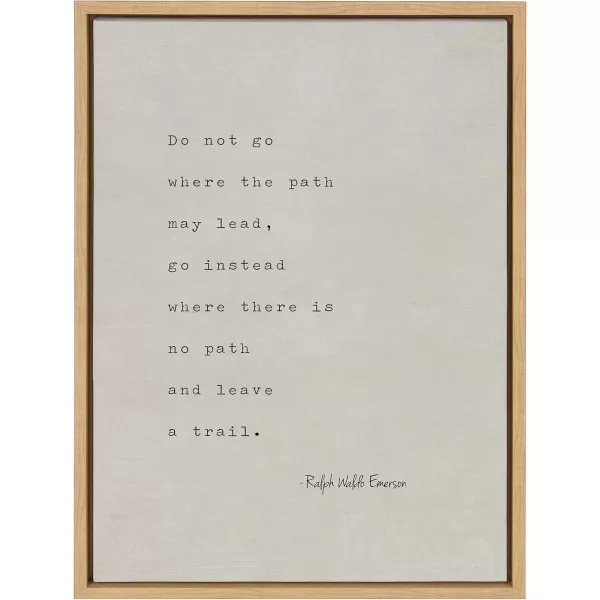 imageKate and Laurel Sylvie Emerson Quote Framed Canvas Wall Art by Saint and Sailor Studios 18x24 Natural Neutral Tan Inspiration Quote Art for Wall