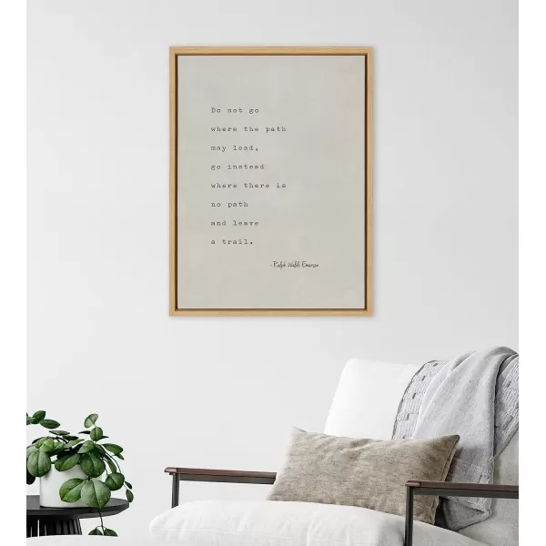 imageKate and Laurel Sylvie Emerson Quote Framed Canvas Wall Art by Saint and Sailor Studios 18x24 Natural Neutral Tan Inspiration Quote Art for Wall