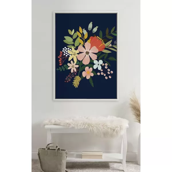 imageKate and Laurel Sylvie Floralis C Framed Canvas Wall Art by Mia Charro 18x24 Gold Delicate Floral Wall Decor for Living Room Office Bedroom Or BathroomWhite