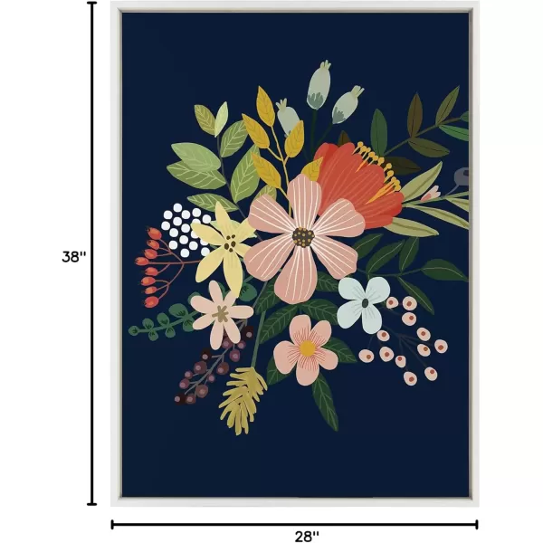 imageKate and Laurel Sylvie Floralis C Framed Canvas Wall Art by Mia Charro 18x24 Gold Delicate Floral Wall Decor for Living Room Office Bedroom Or BathroomWhite