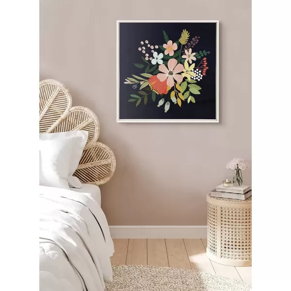 imageKate and Laurel Sylvie Floralis C Framed Canvas Wall Art by Mia Charro 18x24 Gold Delicate Floral Wall Decor for Living Room Office Bedroom Or BathroomWhite