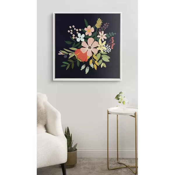 imageKate and Laurel Sylvie Floralis C Framed Canvas Wall Art by Mia Charro 18x24 Gold Delicate Floral Wall Decor for Living Room Office Bedroom Or BathroomWhite