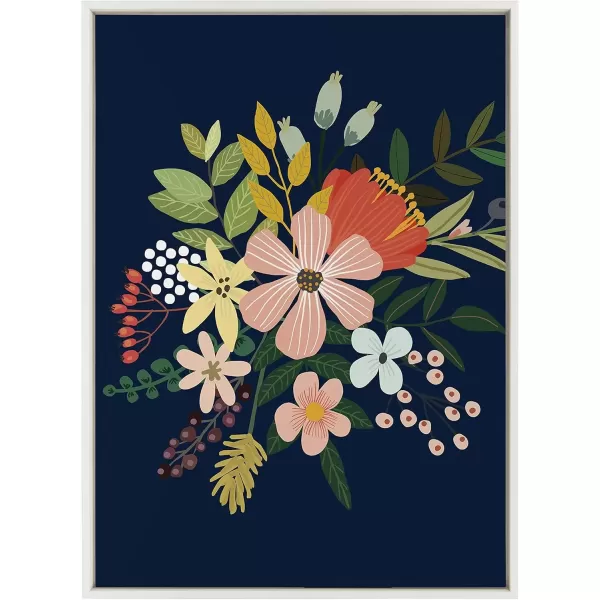 imageKate and Laurel Sylvie Floralis C Framed Canvas Wall Art by Mia Charro 18x24 Gold Delicate Floral Wall Decor for Living Room Office Bedroom Or BathroomWhite
