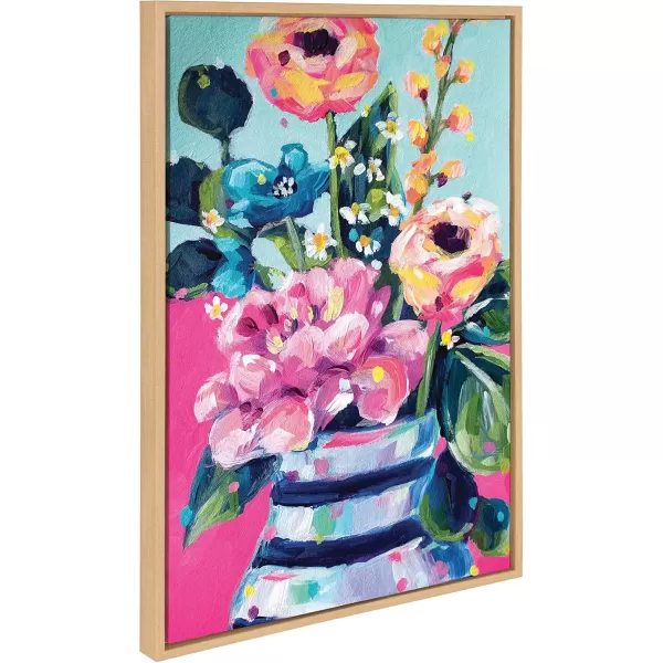 imageKate and Laurel Sylvie Miss Mabels Summer Bouquet Framed Canvas Wall Art by Rachel Christopoulos 23x33 Natural Chic Floral Art for Wall