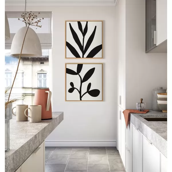 imageKate and Laurel Sylvie Modern Botanical Neutral Abstract 1 Framed Canvas Wall Art by The Creative Bunch Studio 22x22 Natural Decorative Botanical Print for WallNatural