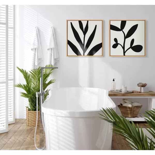 imageKate and Laurel Sylvie Modern Botanical Neutral Abstract 1 Framed Canvas Wall Art by The Creative Bunch Studio 22x22 Natural Decorative Botanical Print for WallNatural