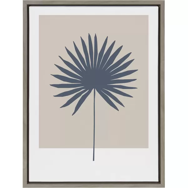 imageKate and Laurel Sylvie Muted Tan and Blue Colorblock Botanical Palm Framed Canvas Wall Art by The Creative Bunch Studio 18x24 White Simple Modern Botanical Wall Decor ArtGray