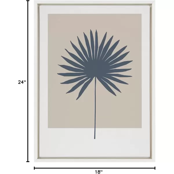 imageKate and Laurel Sylvie Muted Tan and Blue Colorblock Botanical Palm Framed Canvas Wall Art by The Creative Bunch Studio 18x24 White Simple Modern Botanical Wall Decor ArtWhite