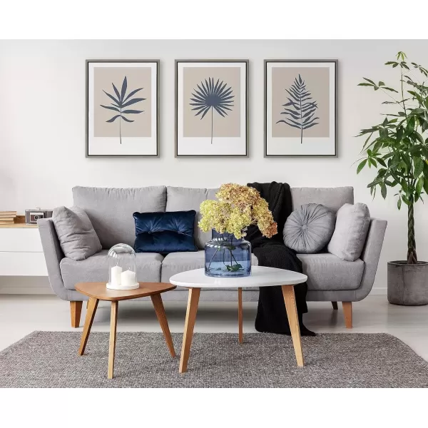 imageKate and Laurel Sylvie Muted Tan and Blue Colorblock Botanical Palm Framed Canvas Wall Art by The Creative Bunch Studio 18x24 White Simple Modern Botanical Wall Decor ArtGray
