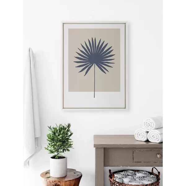 imageKate and Laurel Sylvie Muted Tan and Blue Colorblock Botanical Palm Framed Canvas Wall Art by The Creative Bunch Studio 18x24 White Simple Modern Botanical Wall Decor ArtWhite