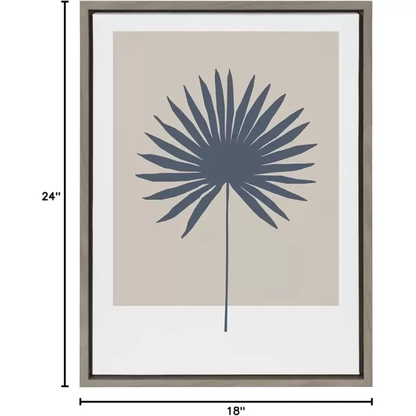imageKate and Laurel Sylvie Muted Tan and Blue Colorblock Botanical Palm Framed Canvas Wall Art by The Creative Bunch Studio 18x24 White Simple Modern Botanical Wall Decor ArtGray