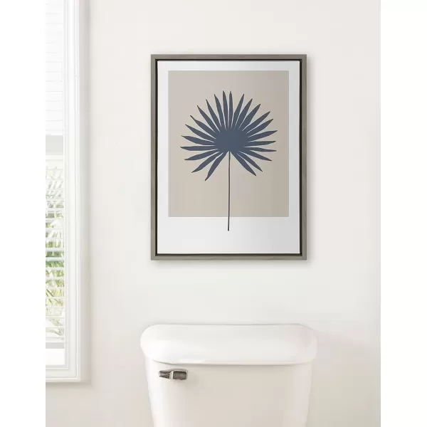 imageKate and Laurel Sylvie Muted Tan and Blue Colorblock Botanical Palm Framed Canvas Wall Art by The Creative Bunch Studio 18x24 White Simple Modern Botanical Wall Decor ArtGray