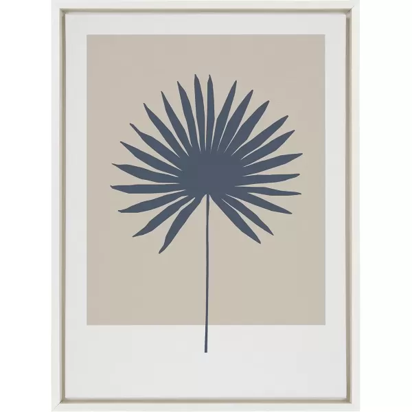 imageKate and Laurel Sylvie Muted Tan and Blue Colorblock Botanical Palm Framed Canvas Wall Art by The Creative Bunch Studio 18x24 White Simple Modern Botanical Wall Decor ArtWhite