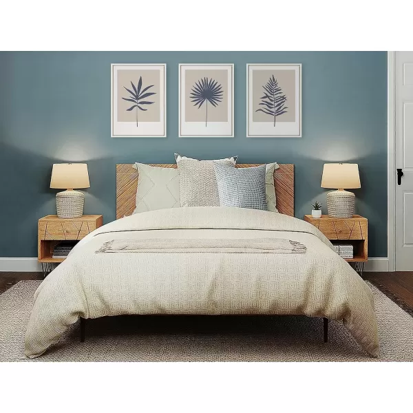 imageKate and Laurel Sylvie Muted Tan and Blue Colorblock Botanical Palm Framed Canvas Wall Art by The Creative Bunch Studio 18x24 White Simple Modern Botanical Wall Decor ArtWhite