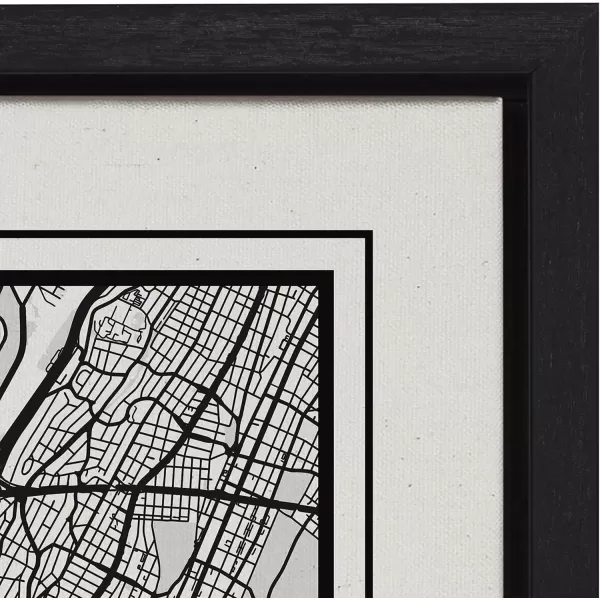 imageKate and Laurel Sylvie New York City Modern Map Framed Linen Textured Canvas Wall Art by Jake Goossen 23x33 Black Geographical Map for WallBlack