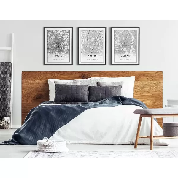imageKate and Laurel Sylvie New York City Modern Map Framed Linen Textured Canvas Wall Art by Jake Goossen 23x33 Black Geographical Map for WallGray