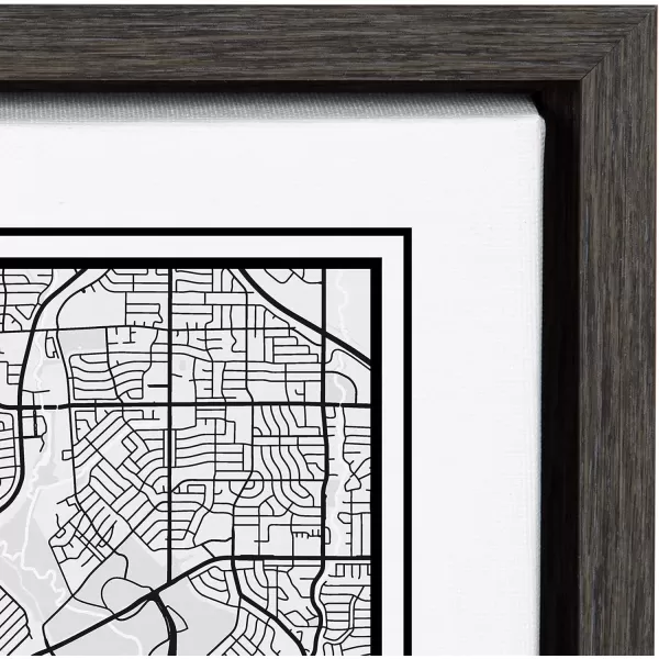 imageKate and Laurel Sylvie New York City Modern Map Framed Linen Textured Canvas Wall Art by Jake Goossen 23x33 Black Geographical Map for WallGray