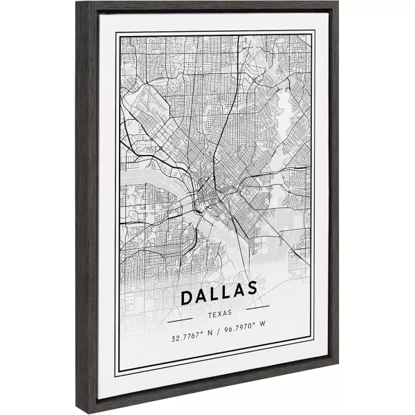 imageKate and Laurel Sylvie New York City Modern Map Framed Linen Textured Canvas Wall Art by Jake Goossen 23x33 Black Geographical Map for WallGray