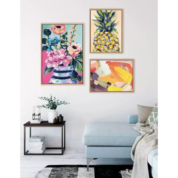 imageKate and Laurel Sylvie Pineapple Study No 2 Framed Canvas Wall Art by Rachel Christopoulos 23x33 NaturalNatural