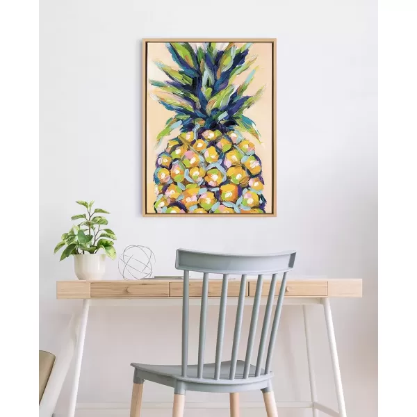 imageKate and Laurel Sylvie Pineapple Study No 2 Framed Canvas Wall Art by Rachel Christopoulos 23x33 NaturalNatural