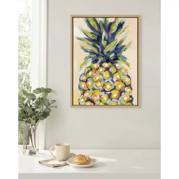 imageKate and Laurel Sylvie Pineapple Study No 2 Framed Canvas Wall Art by Rachel Christopoulos 23x33 NaturalNatural