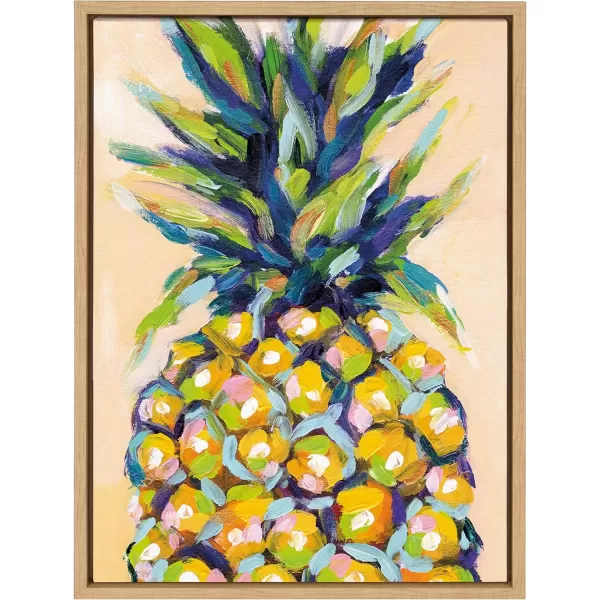 imageKate and Laurel Sylvie Pineapple Study No 2 Framed Canvas Wall Art by Rachel Christopoulos 23x33 NaturalNatural