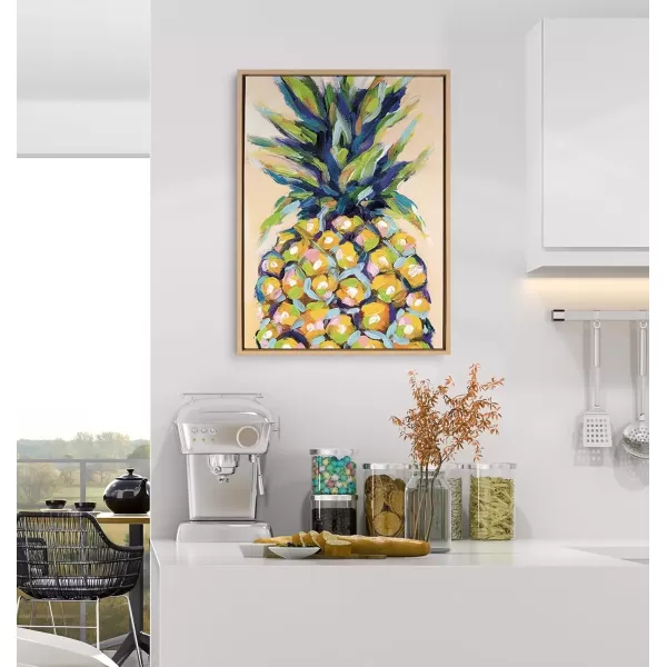 imageKate and Laurel Sylvie Pineapple Study No 2 Framed Canvas Wall Art by Rachel Christopoulos 23x33 NaturalNatural