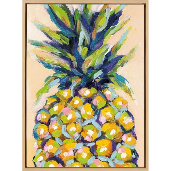 imageKate and Laurel Sylvie Pineapple Study No 2 Framed Canvas Wall Art by Rachel Christopoulos 23x33 NaturalNatural
