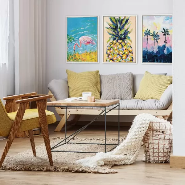 imageKate and Laurel Sylvie Pineapple Study No 2 Framed Canvas Wall Art by Rachel Christopoulos 23x33 NaturalWhite