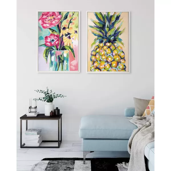 imageKate and Laurel Sylvie Pineapple Study No 2 Framed Canvas Wall Art by Rachel Christopoulos 23x33 NaturalWhite