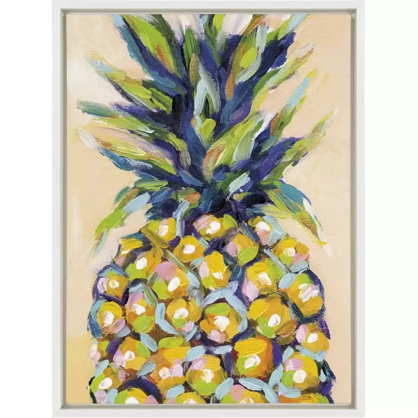 imageKate and Laurel Sylvie Pineapple Study No 2 Framed Canvas Wall Art by Rachel Christopoulos 23x33 NaturalWhite