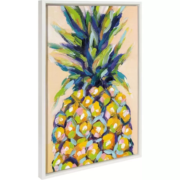 imageKate and Laurel Sylvie Pineapple Study No 2 Framed Canvas Wall Art by Rachel Christopoulos 23x33 NaturalWhite