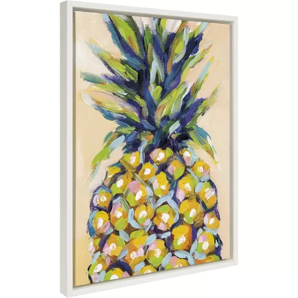 imageKate and Laurel Sylvie Pineapple Study No 2 Framed Canvas Wall Art by Rachel Christopoulos 23x33 NaturalWhite