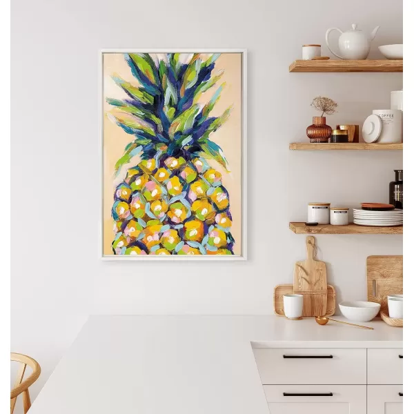 imageKate and Laurel Sylvie Pineapple Study No 2 Framed Canvas Wall Art by Rachel Christopoulos 23x33 NaturalWhite