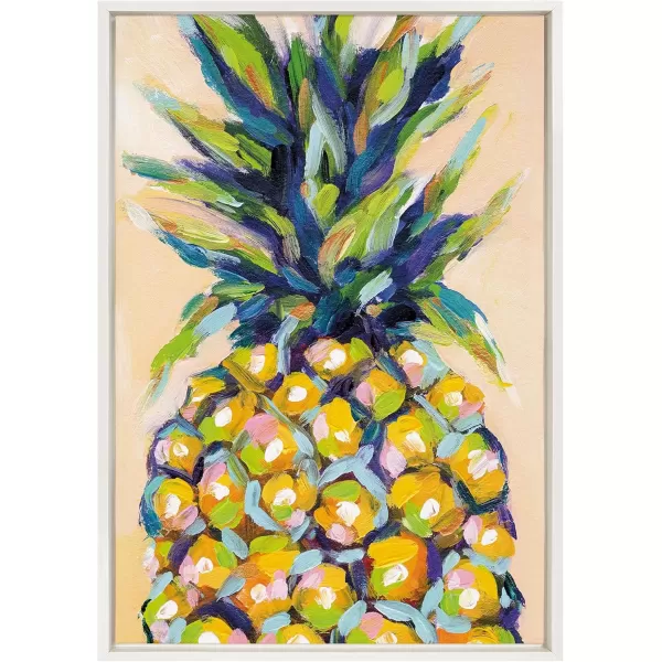 imageKate and Laurel Sylvie Pineapple Study No 2 Framed Canvas Wall Art by Rachel Christopoulos 23x33 NaturalWhite