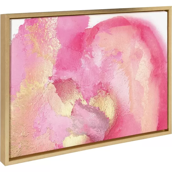 imageKate and Laurel Sylvie Pink Golden Hour Framed Canvas Wall Art by Mentoring Positives 18x24 Gold Modern Abstract Soft Pink Art for Wall Decor