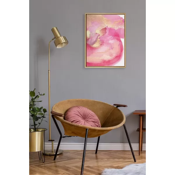 imageKate and Laurel Sylvie Pink Golden Hour Framed Canvas Wall Art by Mentoring Positives 18x24 Gold Modern Abstract Soft Pink Art for Wall Decor