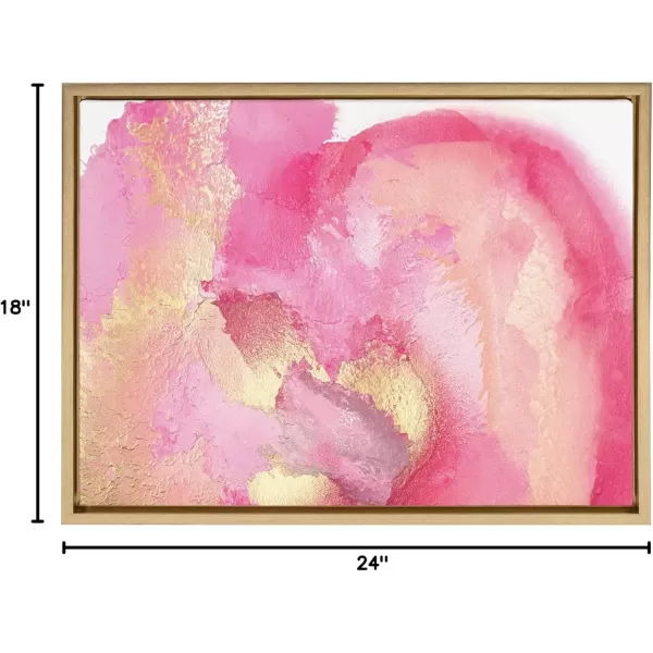 imageKate and Laurel Sylvie Pink Golden Hour Framed Canvas Wall Art by Mentoring Positives 18x24 Gold Modern Abstract Soft Pink Art for Wall Decor