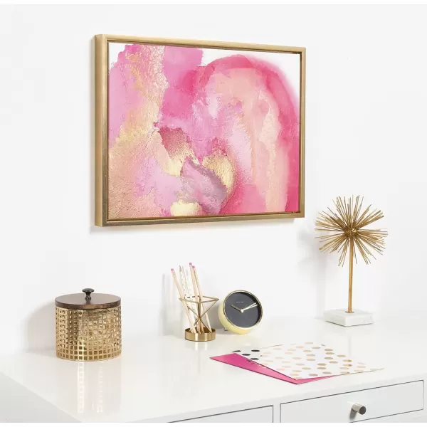 imageKate and Laurel Sylvie Pink Golden Hour Framed Canvas Wall Art by Mentoring Positives 18x24 Gold Modern Abstract Soft Pink Art for Wall Decor