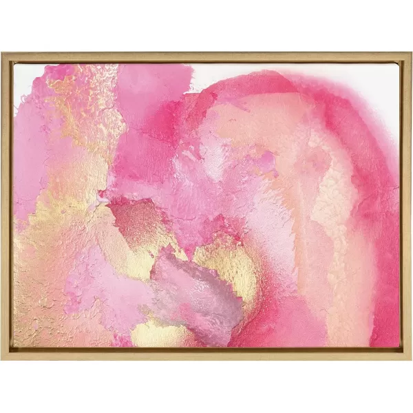 imageKate and Laurel Sylvie Pink Golden Hour Framed Canvas Wall Art by Mentoring Positives 18x24 Gold Modern Abstract Soft Pink Art for Wall Decor