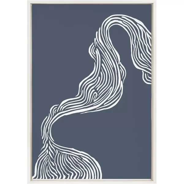 imageKate and Laurel Sylvie Rich Blue Abstract River Framed Canvas Wall Art by The Creative Bunch Studio 23x33 White Blue Water Waves Art for WallWhite