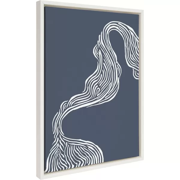 imageKate and Laurel Sylvie Rich Blue Abstract River Framed Canvas Wall Art by The Creative Bunch Studio 23x33 White Blue Water Waves Art for WallWhite