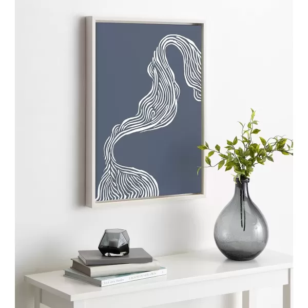 imageKate and Laurel Sylvie Rich Blue Abstract River Framed Canvas Wall Art by The Creative Bunch Studio 23x33 White Blue Water Waves Art for WallWhite