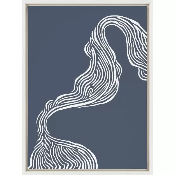 imageKate and Laurel Sylvie Rich Blue Abstract River Framed Canvas Wall Art by The Creative Bunch Studio 23x33 White Blue Water Waves Art for WallWhite