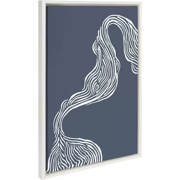 imageKate and Laurel Sylvie Rich Blue Abstract River Framed Canvas Wall Art by The Creative Bunch Studio 23x33 White Blue Water Waves Art for WallWhite